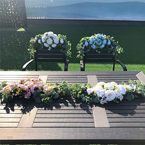 H&S Bridal Wedding Arch Flowers, 30 Inch Rustic Artificial Floral Swag For Lintel, Green Leaves Rose Peony Sunflowers Door Wreath Home Decoration #TOP4