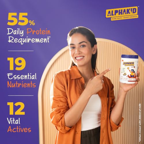 Image of Alphakid smart milk mix Portien Powder (2 + Years) | Chocolate flavour milk mix| No palm oil | No refined sugar | supports gut health | Sweetened with jaggery | boosts immunity | with Barley, Millet, Wheat, Jaggery & Ghee | Vitamins & Minerals |400gm jar
