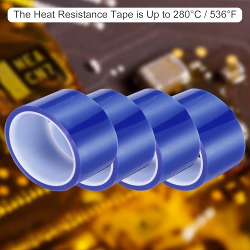 Image of uxcell Blue Heat Tape, 1 Roll 100mmx33m 108ft High Temperature Heat Resistant Tape for Sublimation,Heat Vinyl Press,Heat Transfer, Circuit Board, No Residue