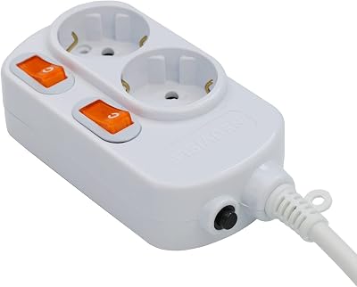 Ciabatta elettrica commutabile con protezione da sovracorrente, 16 A, 250 V (3 m, 2 scomparti)