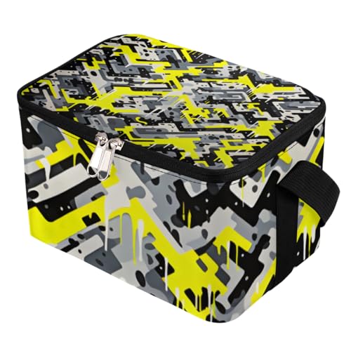 GzLeyigou Lunch Bags for Women Men 9 Cans,Yellow Camo Skin Hot & Cold Food Delivery Bag Insulated Grocery Bag Insulated Lunch Box Decor Cooler Bag for Office Work Picnic Beach