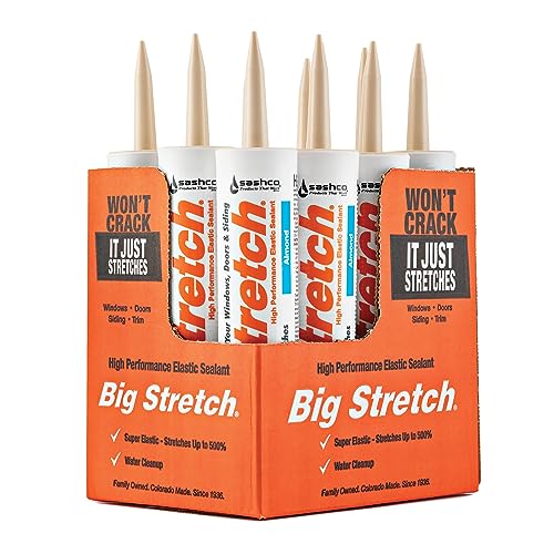 Image of Sashco - BIG-P-A-12 Big Stretch Latex High Performance Sealant - Almond (10.5 Ounce, 12 Pack)