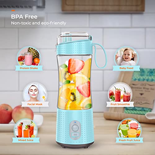 Personal Size Blender Smoothies And Shakes, Aoozi Portable Blenders, Mini Blender Usb Rechargeable, Handheld Blender Sports,Travel And Home (Skyblue) #TOP3