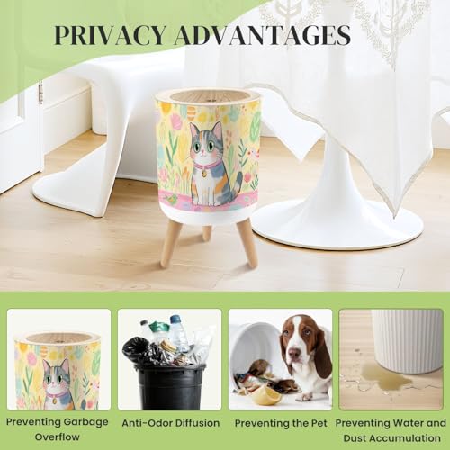 Caneca de basura pequeña con tapa 7 litros diseño redondo miniatura 4