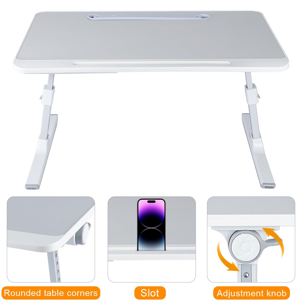 Stolik do łóżka, składany, na sofę, do nauki i czytania, przenośny laptop 60 x 40 x 27 40 cm (lampa stołowa), szary