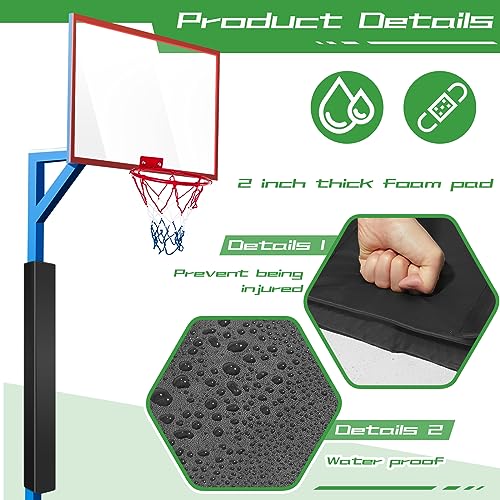 Tinideya Basketball Pole Pad 4\" x 4\" Square Pole Padding Wraps Fits 72\" Tall Basement Poles Waterproof Heavy Duty Durable Pole Cover for Player Protection Outdoor Safety Training, 2\" Thick