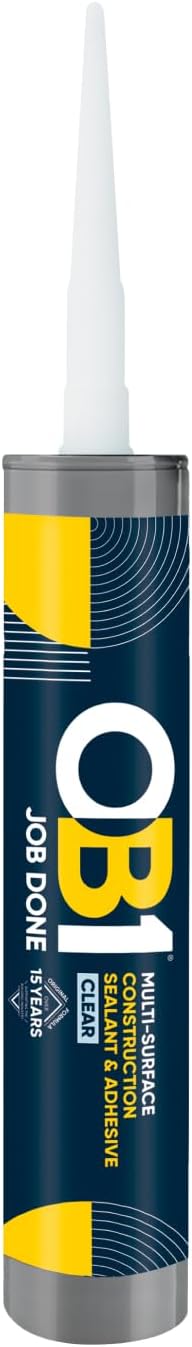 OB1 Clear Multi-Surface Construction Sealant & Adhesive - Hybrid Technology - Excellent Chemical Resistance - Water Resistant - Weather Resistant - Food Safe - 290ml
