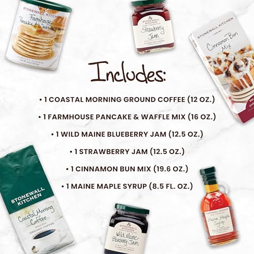 Stonewall Kitchen, New England Breakfast 6-Piece Breakfast Holiday and Christmas Gift Set with Reusable Basket - Image 4