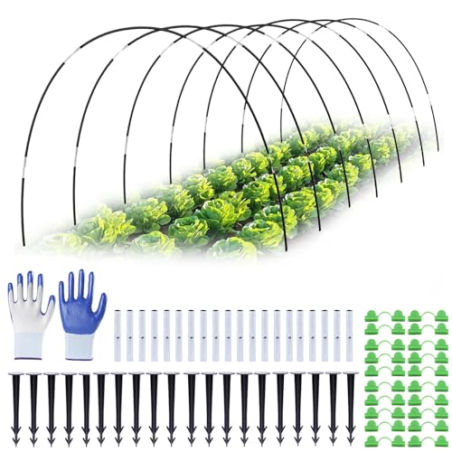 Túnel para plantas, 30 arcos de túnel, arcos de túnel de láminas extraíbles para bancal elevado, arco de invernadero de 6 mm envuelto en plástico, arcos de túnel de jardín, accesorios de túnel de
