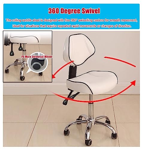 Ergonomischer Sattelstuhl mit Rückenstütze – Rollhocker für mehr Komfort und Körperhaltung, ideal für Zahnärzte, Tattoo-Künstler und Salon-Profis