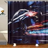 Latwerio 3D Duschvorhang 120x200 Auto Duschvorhänge Antischimmel Wasserdicht Badevorhang Auto Duschrollo für Badewanne Dusche Shower Curtains, 8 Duschvorhang Ringe
