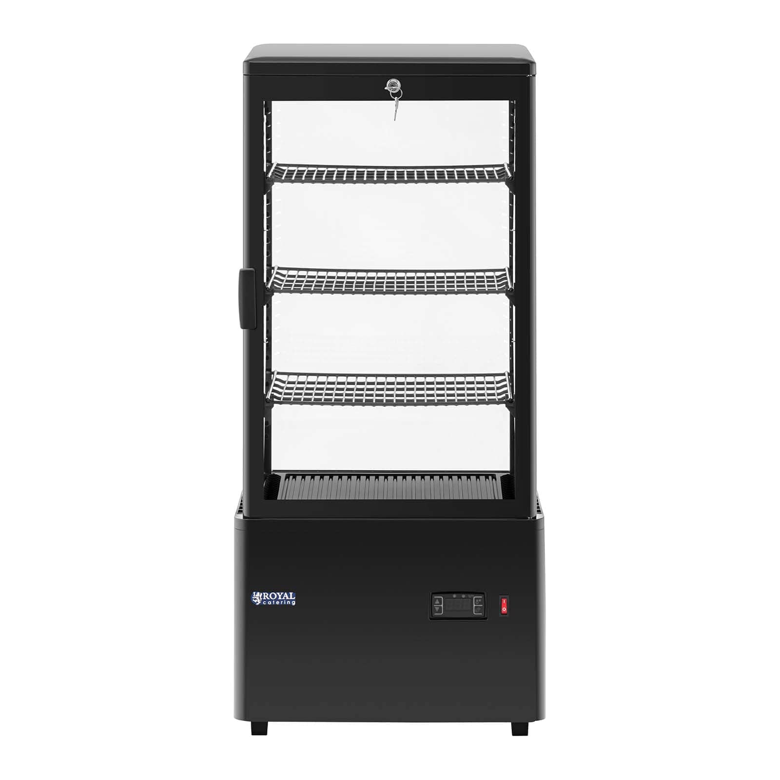 Royal Catering Vetrina Refrigerata da Banco RCCC-78-BT (78 L, 4 livelli, nero, chiudibile a chiave)