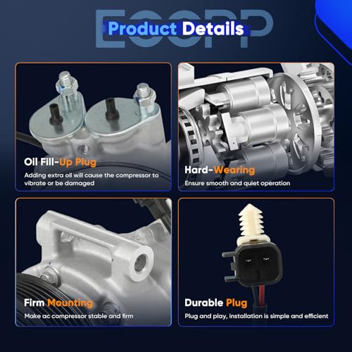 Image of ECCPP AC Compressor Fit for Volvo S60 S80 V60 XC60 XC70 XC90 2.0L 2012-2018 Fast Cooling Air Conditioning Compressor