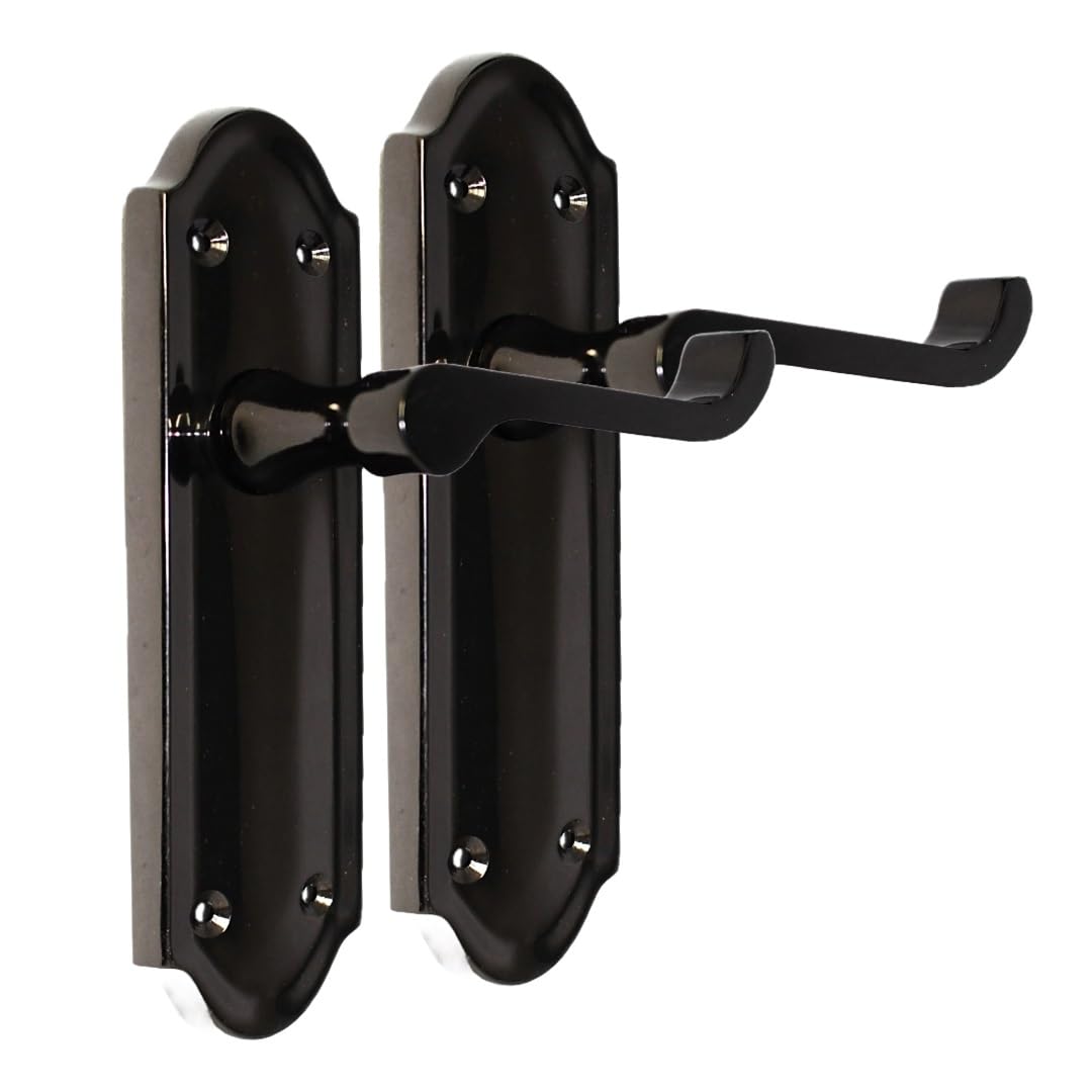 Epsom Door Handle – Ashford Black Nickel Internal Door Handles with Tubular Latch, Modern Black Door Handle Set for Internal Doors (170 x 48mm) (1 Pair of Handles)