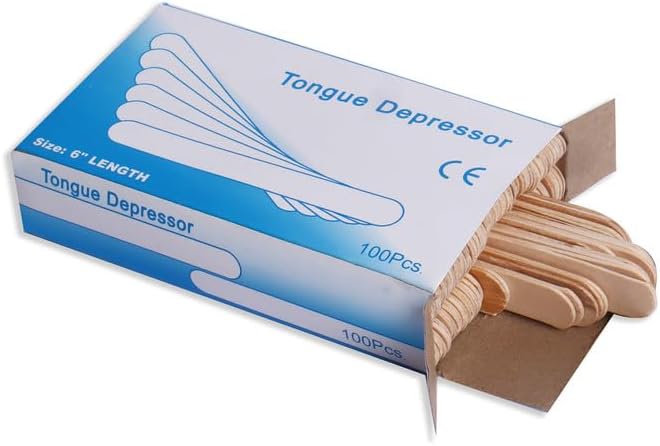 Extra Care Wooden Tongue Depressor Sticks | Medical Grade Disposable Oral Examination Sticks | Smooth Rounded Edges | Hygienic & Safe for Clinics, Hospitals & Home Use (100 pcs)