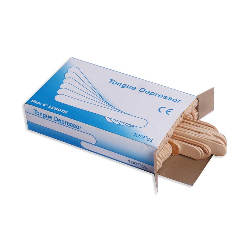 Extra Care Wooden Tongue Depressor Sticks | Medical Grade Disposable Oral Examination Sticks | Smooth Rounded Edges | Hygienic & Safe for Clinics, Hospitals & Home Use (100 pcs)
