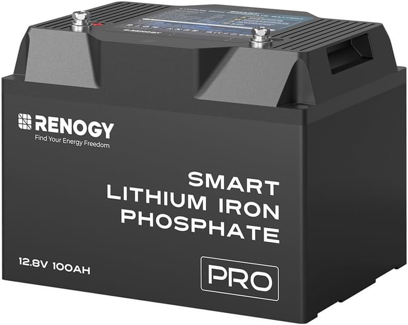 Renogy 12V 100Ah Pro Lithium Lifepo4 Battery, w/Bluetooth & Self Heating Deep Cycle Battery, dust-pr...