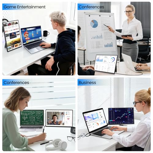 Image of Redalf 16 inch Portable Monitor, 1200P FHD Ultra Slim Laptop Screen Extender, 360Rotating Detachable Stand, Plug & Play Travel Dual Monitor for Laptop /Wins /MacOS /Phone