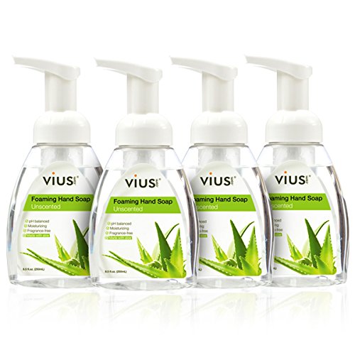 Unscented Foaming Liquid Hand Soap - vius Unscented Liquid Soap with Foamer Pump - Moisturizing, Fragrance-Free, Sensitive Skin, Family-Friendly (Unscented, 4 Pack)