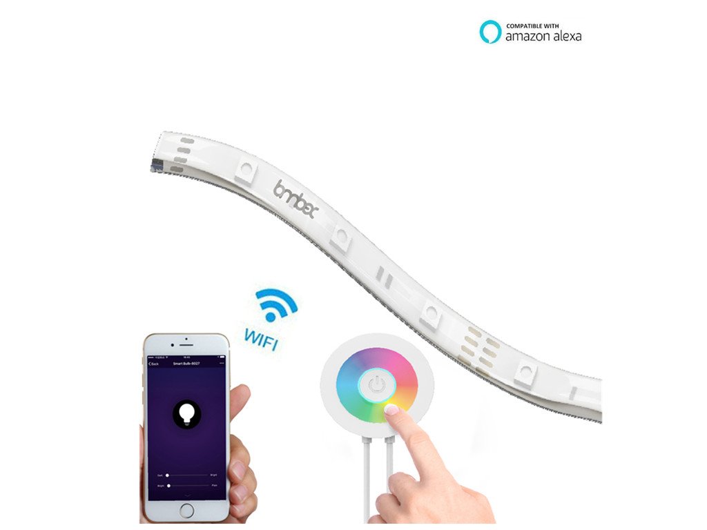 Jimlam LED Strip Lights Jimlam Wifi Light Strip Compatible With Alexa No Hue Required Wifi Wireless & Wall-mounted Touch Panel Control 2m RGB Adjustable Flexible Dimmable Smart LED Strip Light For Party Bar