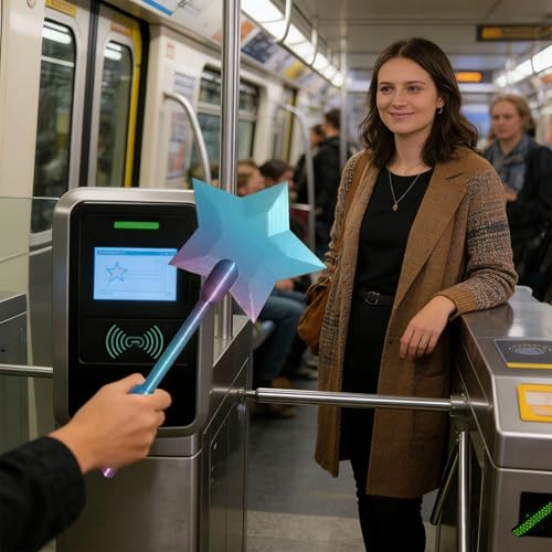 Zauberstab Halter für Kreditkarte, 3D Gedruckter Stern Zauberstab Kreditkartenhalter Zum Kontaktlosen Bezahlen, Zauberstäbe Cosplay Requisiten, Zum Einkaufen, Supermarkt, Restaurant, (Bonbonfarbe)