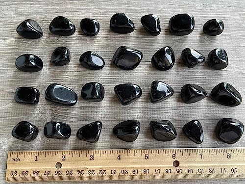 Image of GAF TREASURES 1 /2 LB Black Obsidian Tumbled Stones, Polished Black Obsidian Stone, Black Obsidian Healing Crystals (Black Obsidian)