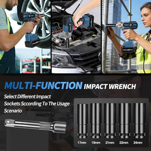 Image of 1 /2 Inch Cordless Impact Wrench,900Ft-lbs (1200N.m) Brushless Electric Impact Gun,3800RPM High Torque Electric Impact Driver Kit with 2 Batteries,Fast Charger,5 Sockets,Case for Car Tires,Mower,Pickup