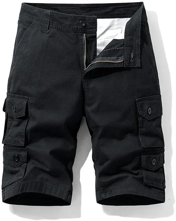 Men's Cotton Bermuda Summer Baggy Military Zipper Cargo Shorts