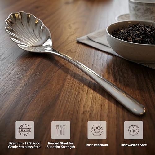 Image of Culinex 18 /8 Premium Stainless Steel 6 inch Small Spoon Set of 6 for Tea, Sugar, Dessert | Silver Rustproof Flatware, Cutlery By thinKitchen (Dora)