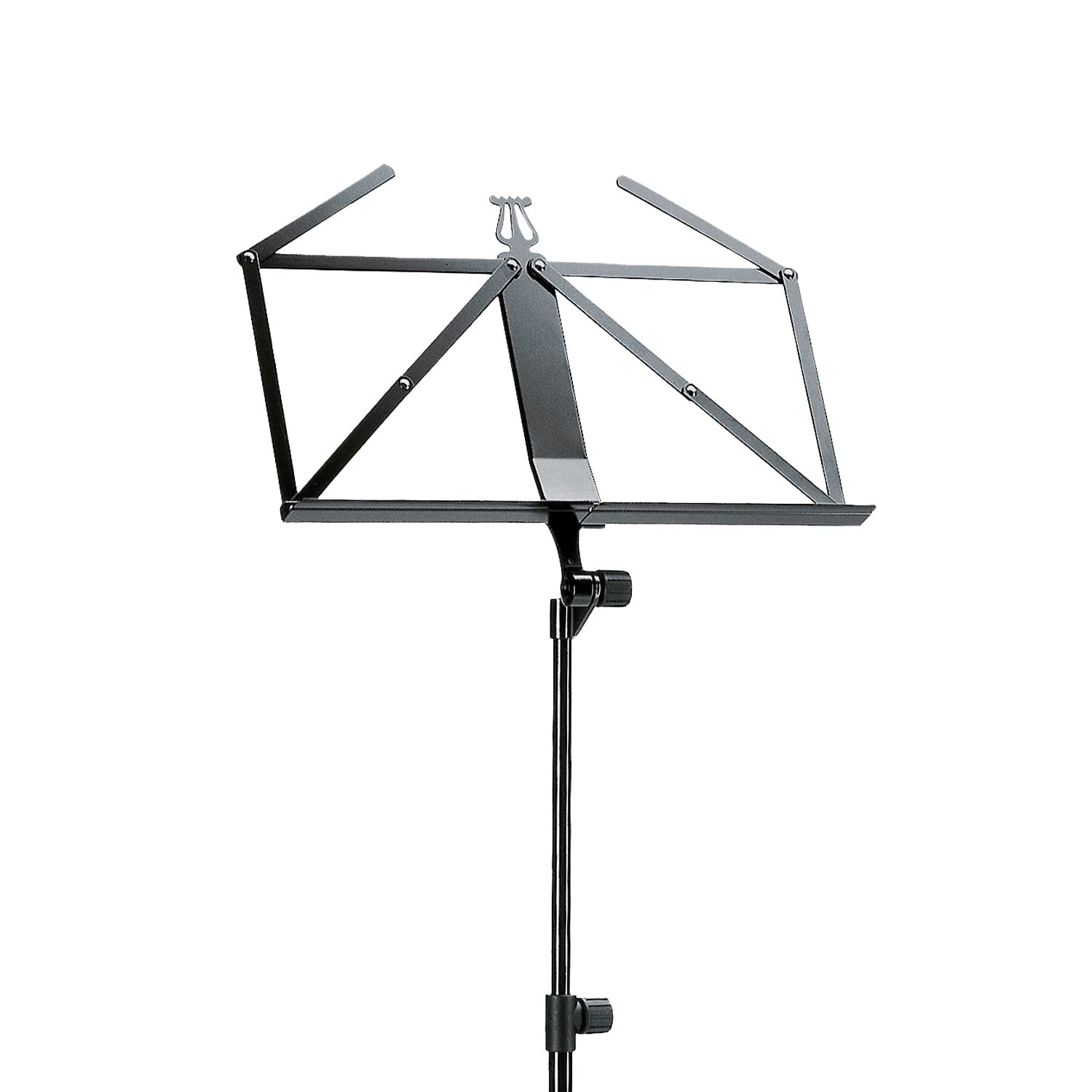 K&M 10810 Atril negro XXL - base de metal, estable, altura ajustable de 72 a 152 cm, soporte grande para partituras musicales