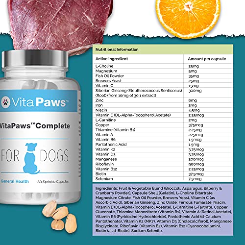 Multivitamins for Dogs | VitaPaws Complete | Includes Vitamin C, Vitamin B6 & Vitamin A | 180 Sprinkle Capsules Ideal for Fussy Pets | UK Manufactured - Image 4