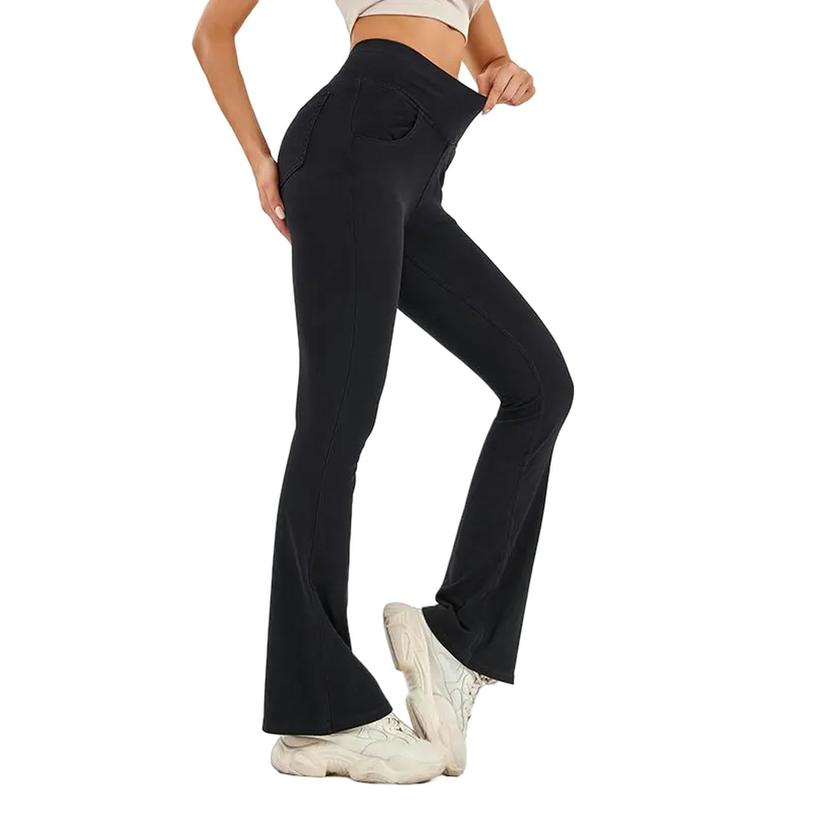 Legginsy dla kobiet UK joga fitness rozkloszowane spodnie, krzyż z wysokim stanem, wysoka elastyczność i podnoszenie bioder, odpowiednie do ćwiczeń