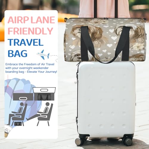 Gym Bag for Women Men, Shih Tzu Dog Puppy Travel Duffle Tote Bag, Waterproof Sports Tote Bags, Large Overnight Weekender Bags for Yoga Dance3