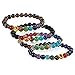Produktbild iwobi 4 Stück Lava-Armband Damen Herren Energietherapie Yoga-Armband Weiß Türkis 7 Stein Chakra Healing Balance Buddha-Armband
