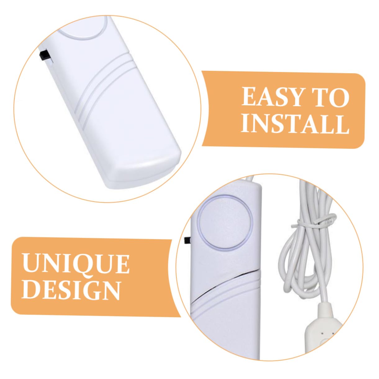 DOITOOL 5 Pièces Alarme De Niveau d'eau Notification Porte Chauffage Capteur Fuite Alerte Alarme d'eau Blanche Plastique