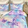 CVHOUSE Butterfly Bedding Full Size,Rainbow Set for Girls Kids Teens,Rainbow Comforter Cover Soft,1 Duvet 2 Pillowcases 3 Piece,Girls Room Decor Full 79'x89' #2
