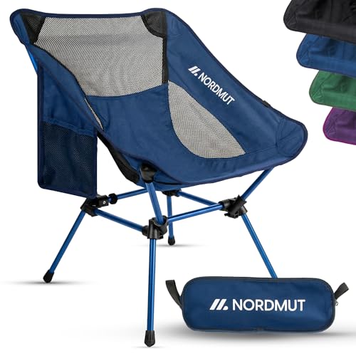 NORDMUT Campingstuhl kleines Packmaß & Ultraleicht Kleiner Campingstuhl mit 150 kg Belastung Klappstuhl Camping leicht aus Aluminium für Camping Outdoor & Festivals (1 Blau)