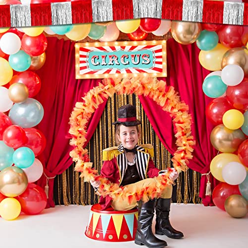 Image of 6 Pack 10 Feet Red Silver Foil Fringe Garland Metallic Tinsel Streamers Banner Wall Hanging Curtain Backdrop Banner for Parade Floats, Thanksgiving, Christmas, Birthday, Halloween Party Decorations