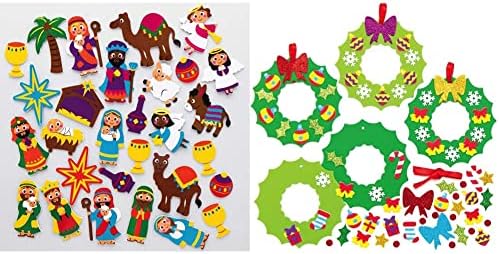 Baker Ross AX499 Nativity Foam Stickers - Pack of 200, Kids Stickers, Ideal for Christmas Crafts and Art Projects, Cards, Party Bags, and Decorations