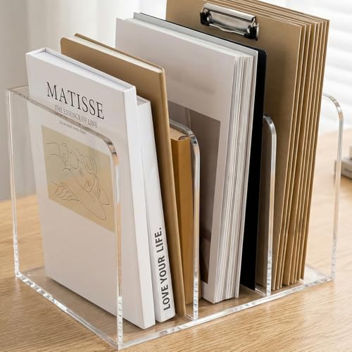 Porte-revues en acrylique transparent, trieur de documents et tablettes