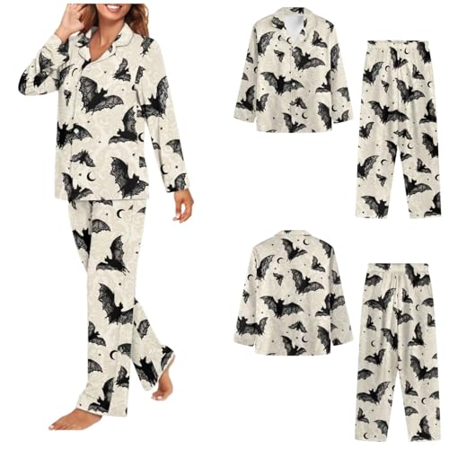 Halloween Couple Pajamas Matching Sets Long Sleeve Pajama Set for Women & Men Button-Down V-Neck Sleepwear House Wear3