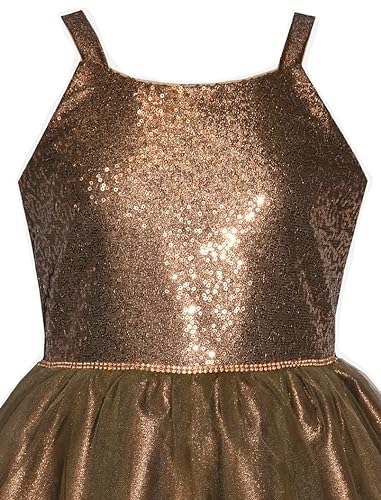 Bonnie Jean Girls 7-16 Bronze Sequins Ballerina Party Dress2
