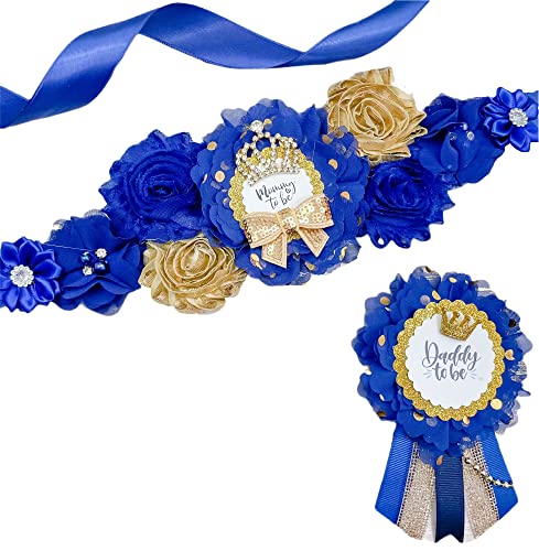 Prince Baby Shower Maternity Sash, Royal Blue and Gold Maternity Sash, Mom to be Sash for a Prince Theme Baby Shower, Shower Keepsake