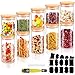 Frasheng 10pcs Pequeños Tarros de Vidrio de Almacenamiento,Botes de Cristal con Tapa de Madera&Anillo de Silicona,recipientes herméticos para almacenamiento,Envases Cristal Alimentos,para Té,Café