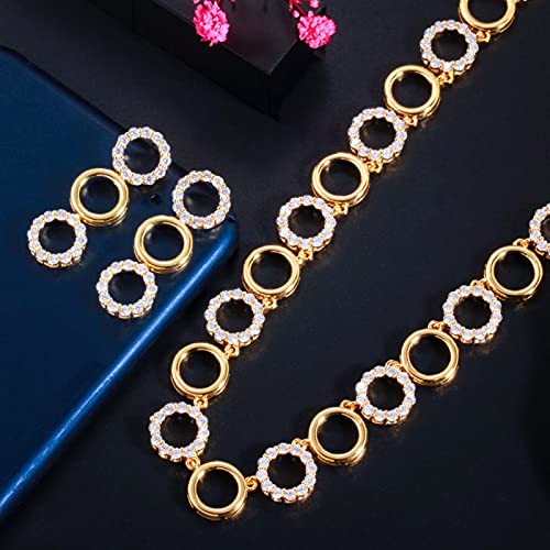 Collar de boda y pendientes redondos de circonita, el regalo ideal para novias