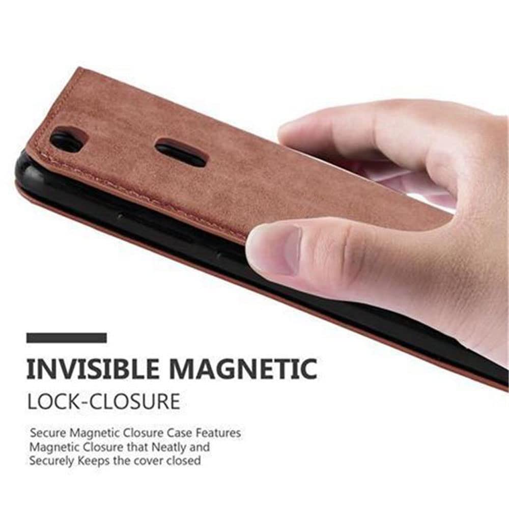 Cadorabo - Custodia Compatibile Con Huawei P10 Lite In Rosso Mela - Coperchio Protettivo In Design Flip Con Chiusura Magnetica