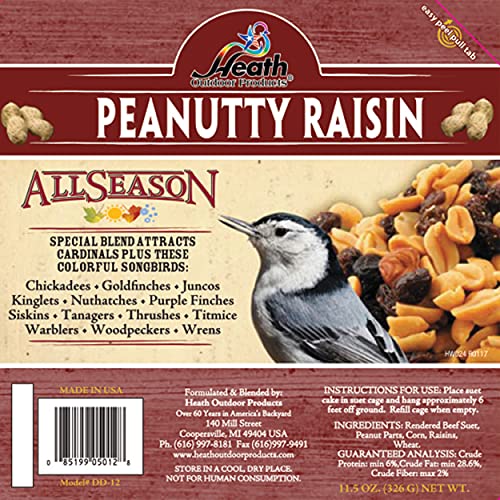 Heath Outdoor Products Dd-12 Peanutty Raisin Suet Cake, 11.5 Oz, Case Of 12 , Brown #TOP2