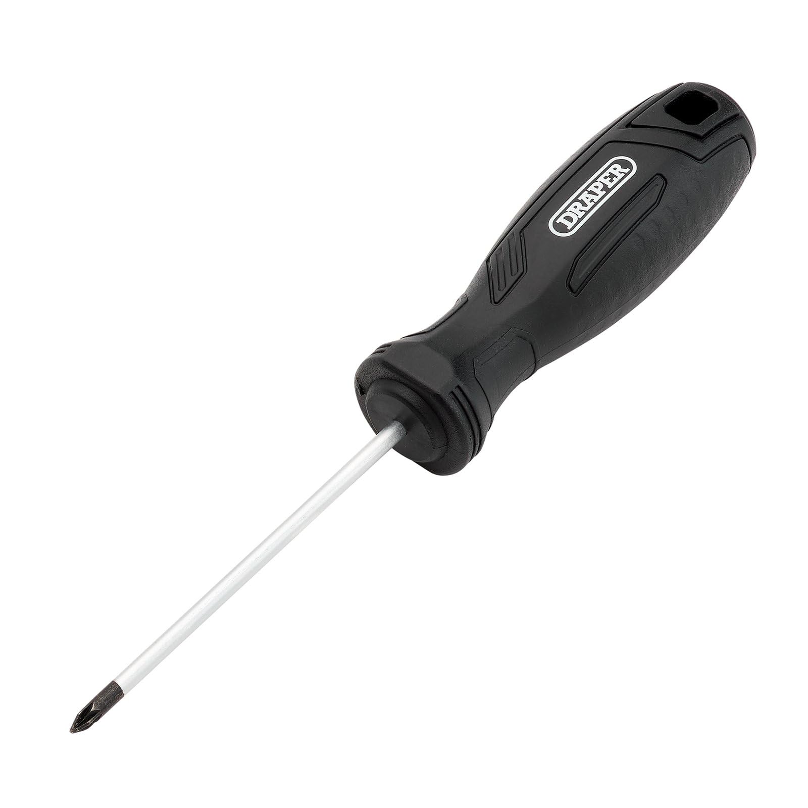 Draper Pozi Hard Grip Screwdriver, PZ0 x 75mm - 13512 - Magnetic Tip, CRV Blade, Black