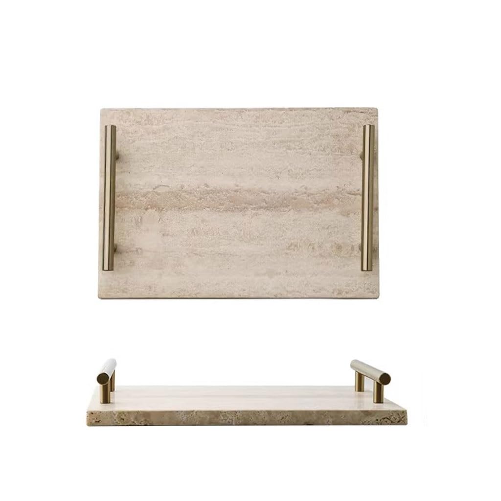 Tray Decor Nordic Household Travertine Storage Tray With Handle Desktop Aromatherapy Storage Tray Food Tray