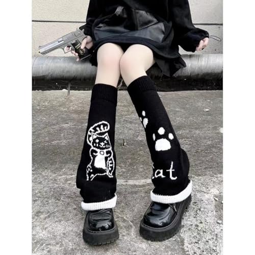 Image of WODECASA Girls Kawaii Leg Warmers Knitted Flared Leg Sleeves Goth Crochet Baggy Cuff Ankle Heap Socks